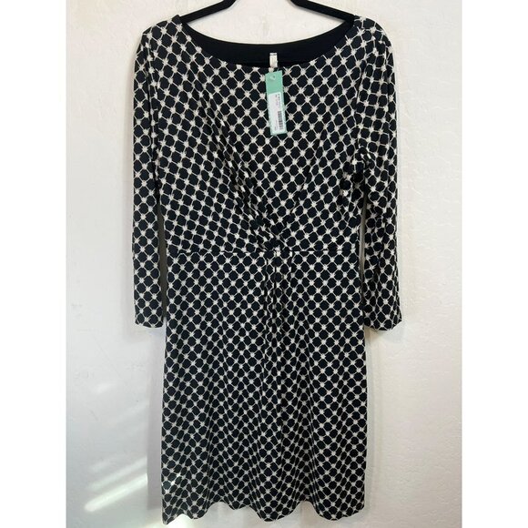 Gilli Viola Dress Stitchfix Black Whiite Novelty Print Knee Length Dress Sz XL - Picture 2 of 7